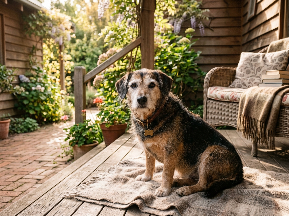 Senior rescue dog Ah Boy
